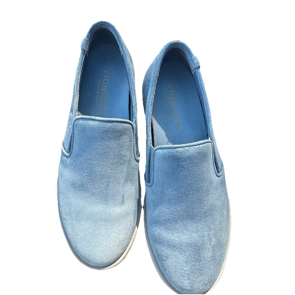 Vionic Mahoney Avery Pro Slip On Shoes Women Size 7.5‎ Arch Support Blue Suede - Picture 3 of 6